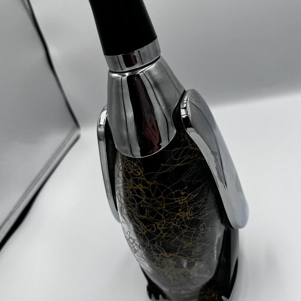 PENGUIN BOTTLE DECANTER MUSIC BOX PLAYS 
